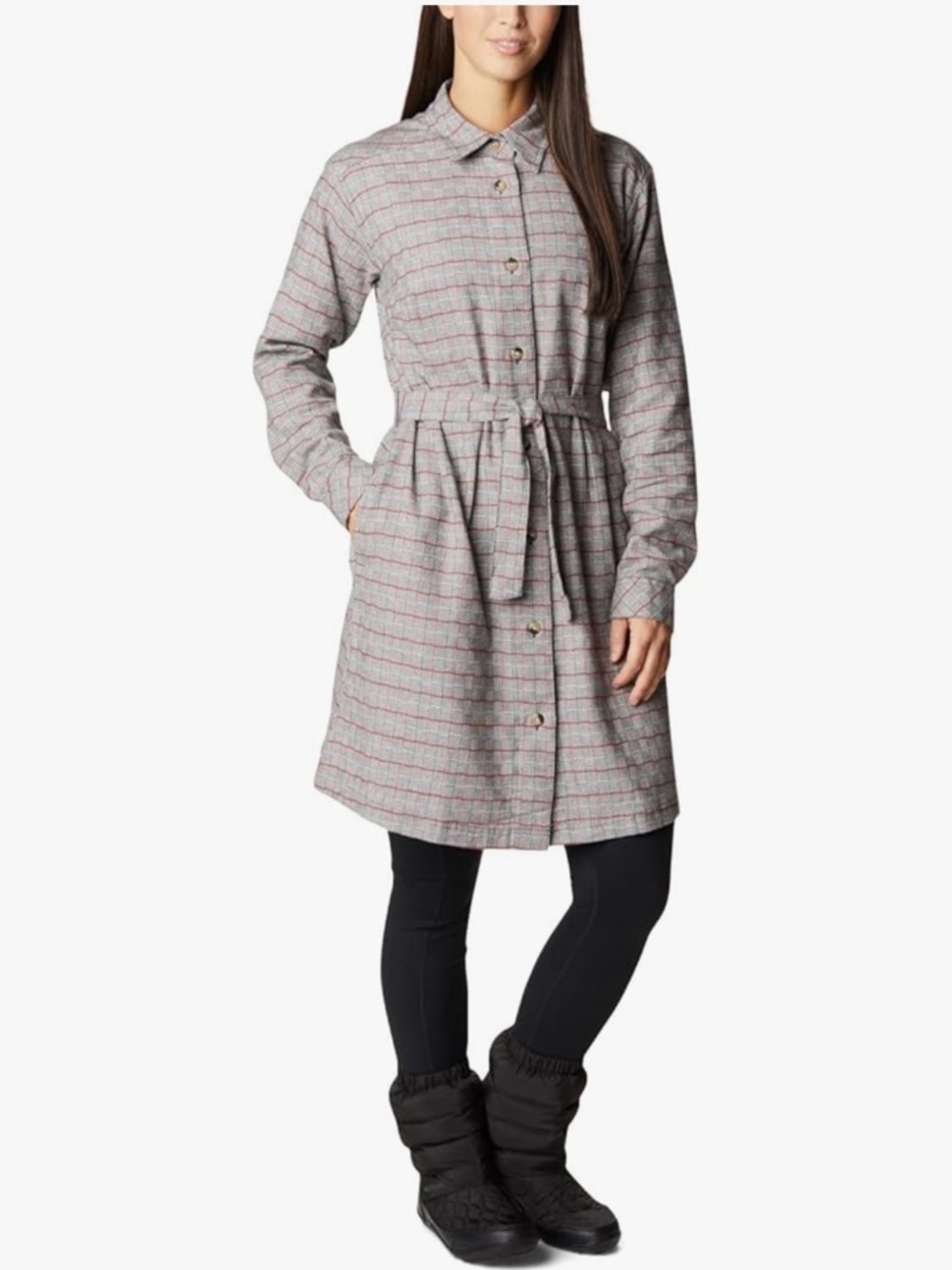 NWT Columbia Womens Holly Hideaway Flannel Dress 2X Plus Gray